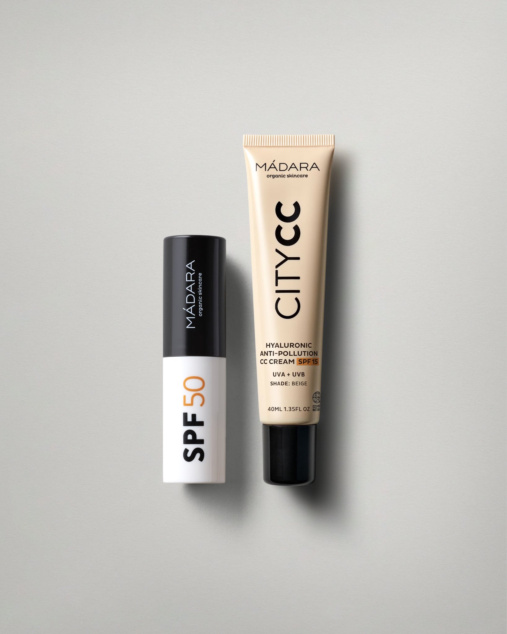 MADARA Hyaluronic anti pollution CC cream beige and SPF50 stick