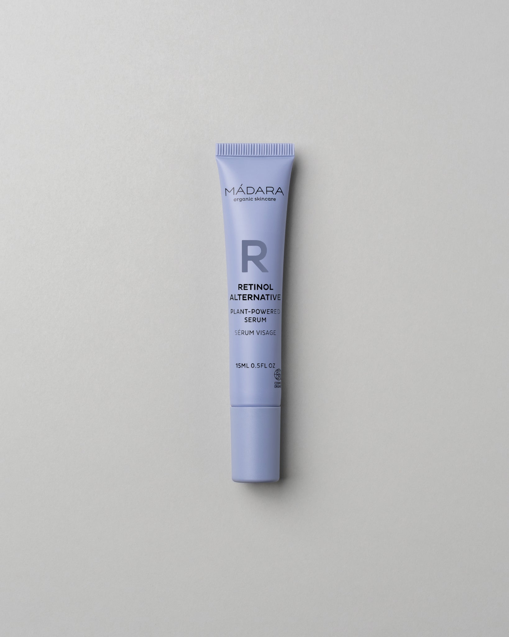 MÁDARA Organic Skincare plant powered serum travel size SM3185 15 serum product photo on plain background.