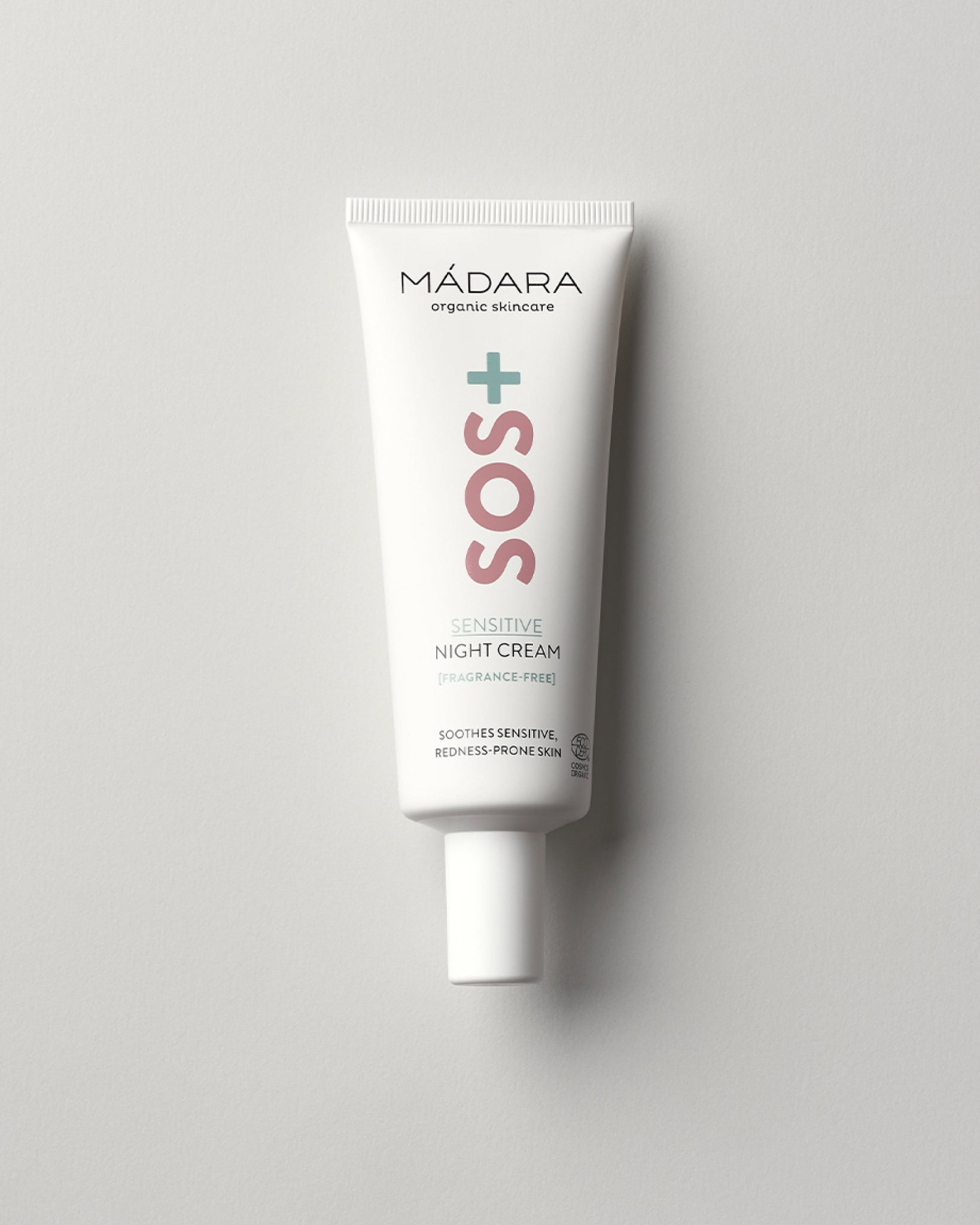 MÁDARA Organic Skincare sos sensitive night cream A3014 face cream product photo on plain background.