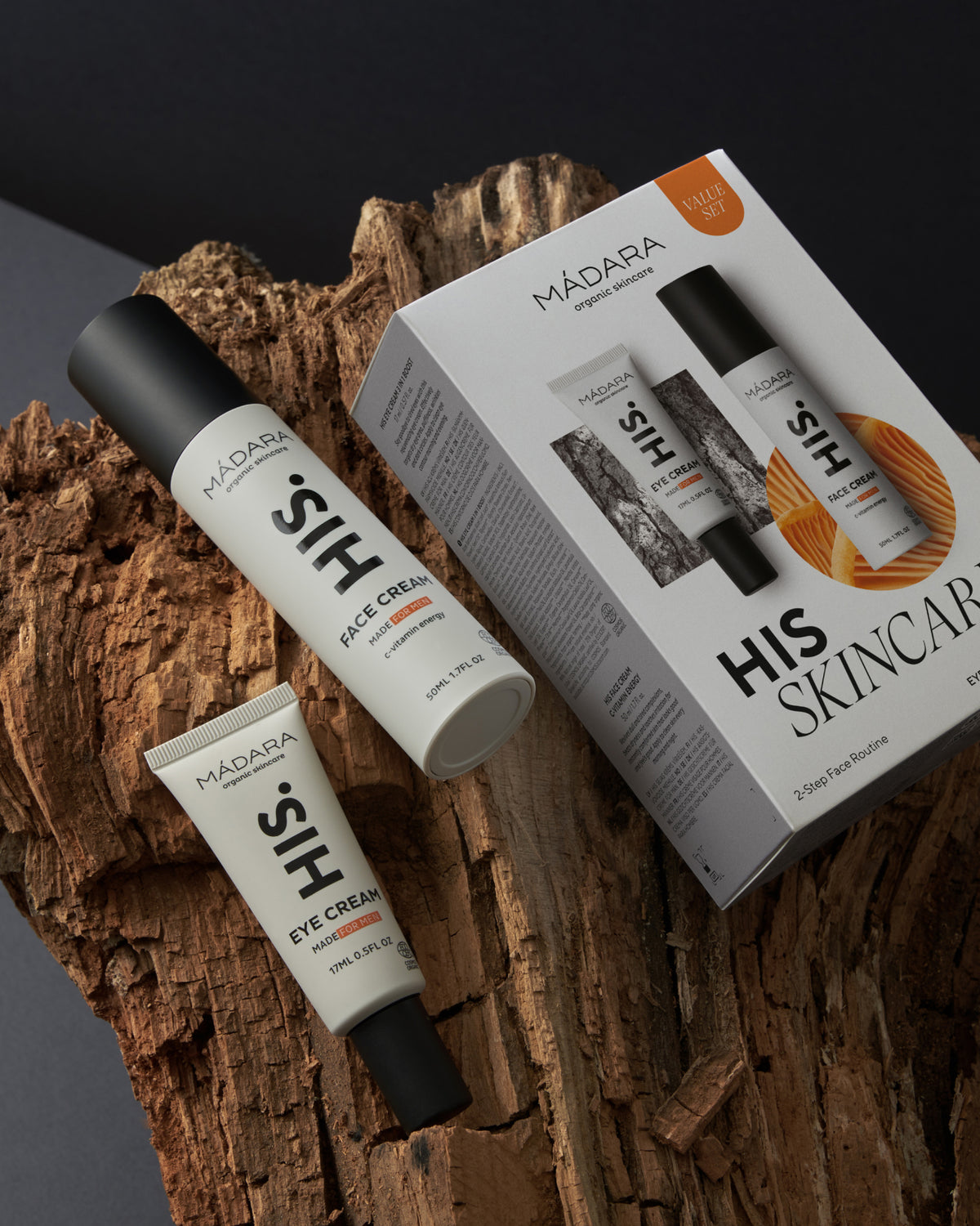 MÁDARA Organic Skincare men skincare duo A0035 product photo on plain background.