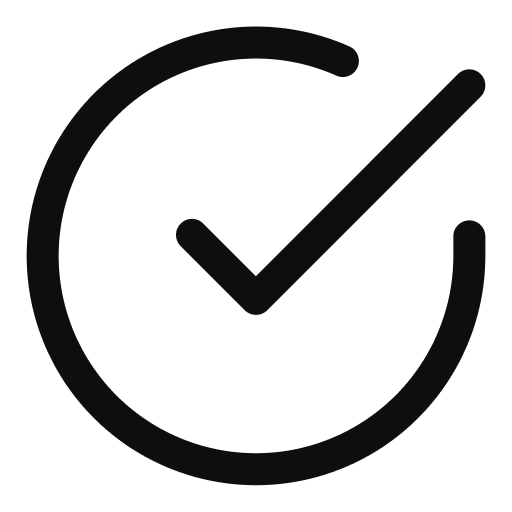 Black checkmark symbol on a white background