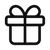 Black outline of a gift box with a bow on a transparent background
