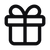 Black outline of a gift box with a bow on a transparent background