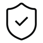 Shield icon with a check mark inside, symbolizing secure payments