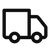 Black outline of a delivery truck on a transparent background